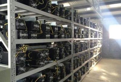 A vibrant mining farm with multiple rigs operating